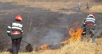 Incendiu de vegetație uscată în Glogoveț : Intervenție a pompierilor din Blaj
