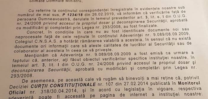 Războiul adeverințelor CNSAS – Ministrul Justiției arată că e CURAT