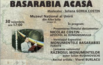 Miercuri, ora 17:00 Vernisaj expoziție, lansare de carte, dedicate Basarabiei la Muzeul Național al Unirii din Alba Iulia