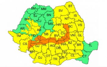 Cod galben de ploi ninsori și vânt în județul Alba, până miercuri dimineața