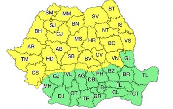 Cod galben în județul Alba, valabil până luni dimineață. Vor fi averse torențiale, vijelii și grindină